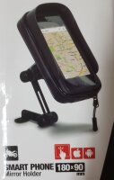 X0SG70M-72015/ 6,6" Smartphone Spiegelhalterung/ Tasche bis 6,6", wasserabweisend, Kugelgelenk, mit Reißverschluß und Folienfenster