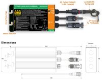 Solar Grid Micro Inverter IP55 für Balkon PV-Module bis 500 Watt und 18-50V DC mit LED-Anzeige, MC4 Steckverbindung, 230V Ausgang vorbereitet für Schukostecker